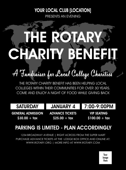 Rotary World Portrait Black and White Flyer