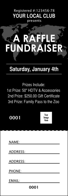 Rotary World Portrait Black and White Raffle Ticket