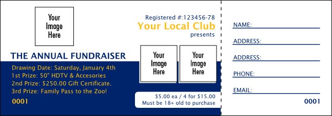 Rotary Club Logo Raffle Ticket 2 (Blue)