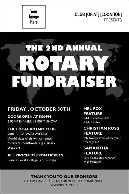 Rotary Club 2 Black and White Poster