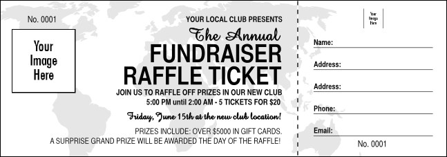 Rotary World Landscape Black and White Raffle Ticket